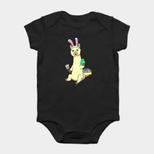 Easter - Cute llama painting Easter eggs Baby Bodysuit